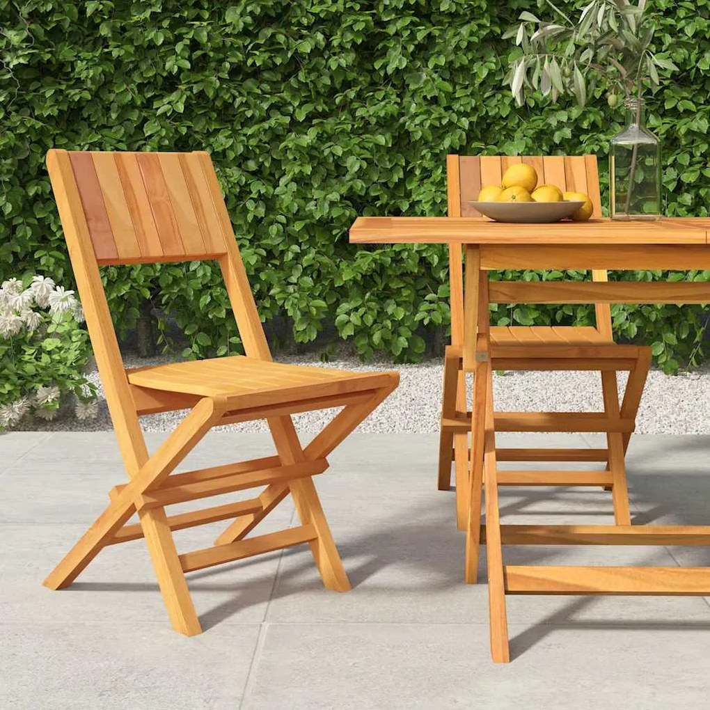 vidaXL Καρέκλες Κήπου Πτυσσόμενες 2 τεμ. 47x61x90 εκ. Μασίφ Ξύλο Teak