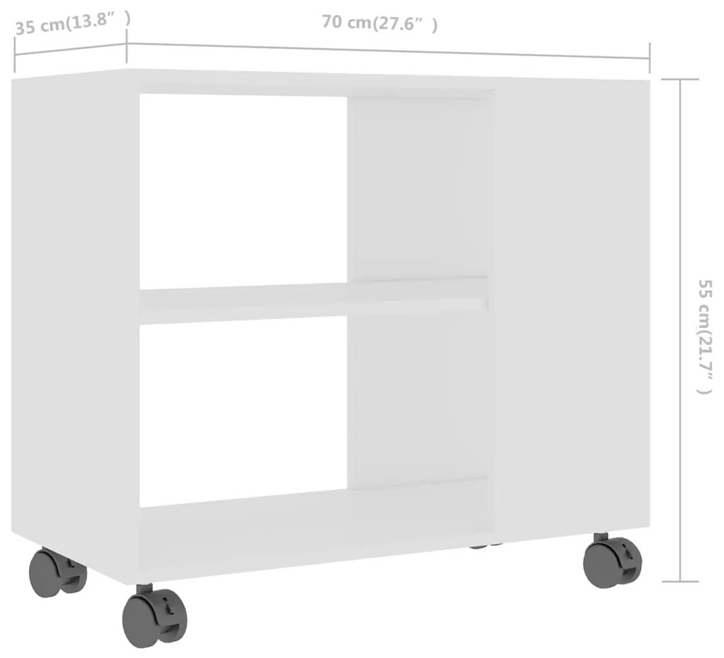 vidaXL Τραπέζι Βοηθητικό Λευκό 70 x 35 x 55 εκ. από Επεξεργασμένο Ξύλο