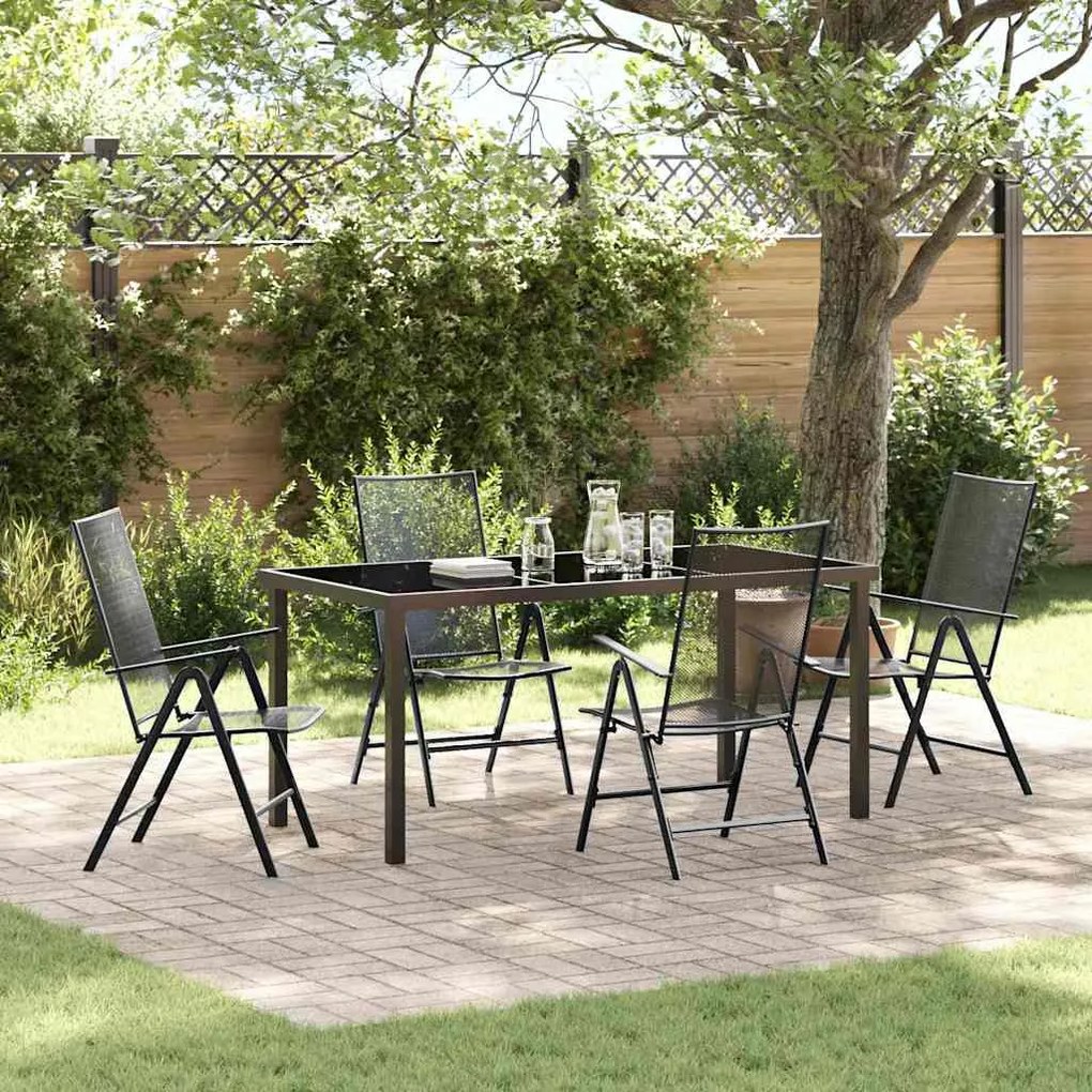 vidaXL Σέτ φαγητού για κήπο Πτυσσόμενος 5 pcs Ανθρακί Ατσάλι