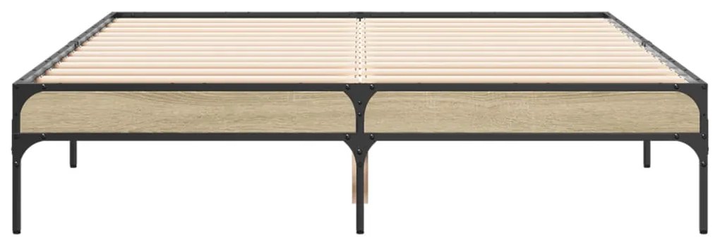 vidaXL Πλαίσιο Κρεβατιού Sonoma Δρυς 140x190 εκ. Επεξ. Ξύλο &amp; Μέταλλο