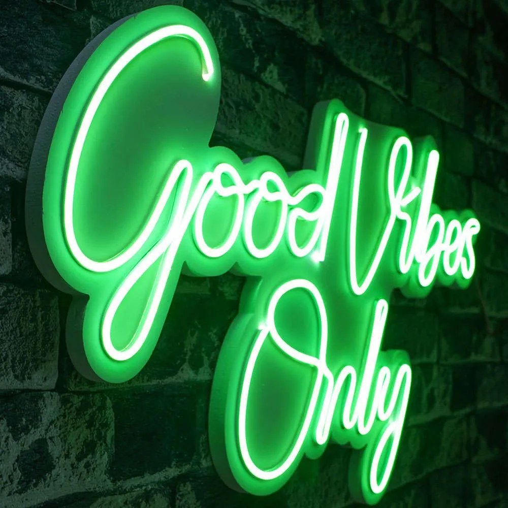 Διακοσμητικό Φωτιστικό Τοίχου Good Vibes Only 395NGR2122 62x2x37cm Led 25,7W Green Wallity