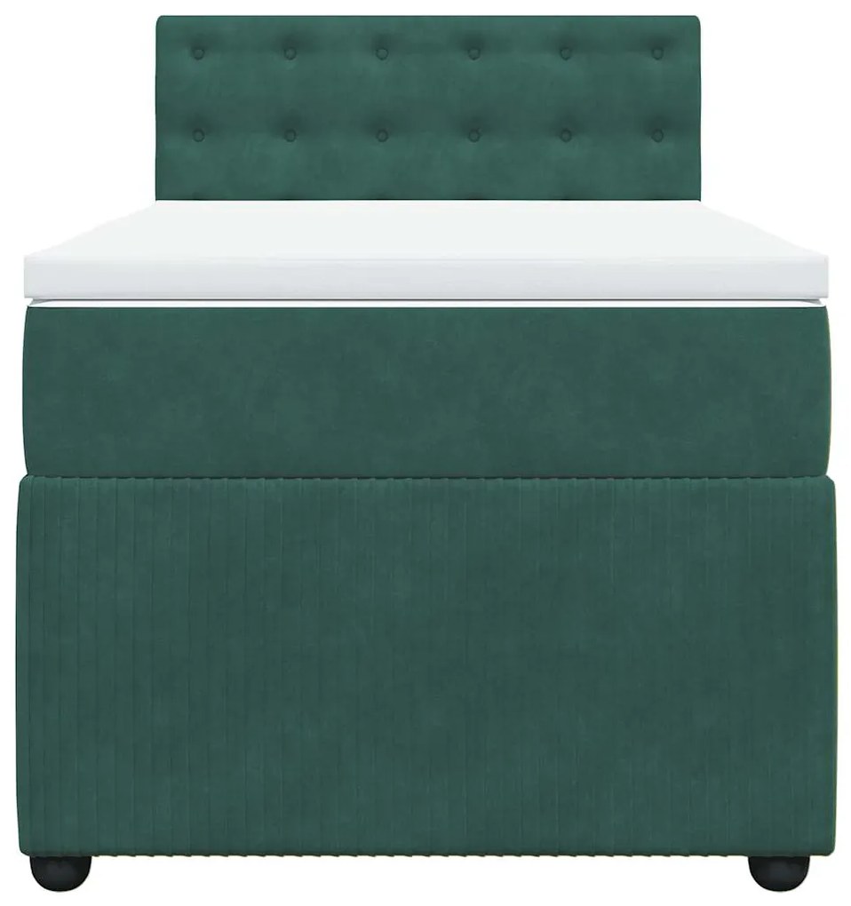 vidaXL Κρεβάτι Boxspring με Στρώμα Σκούρο Πράσινο 80x200 εκ. Βελούδινο