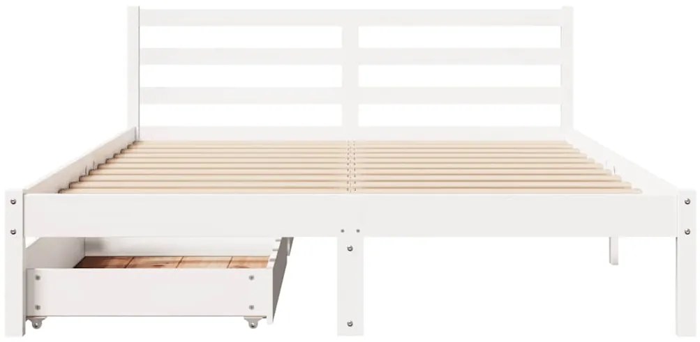 vidaXL Σκελετός Κρεβ. Χωρίς Στρώμα Λευκό 135x190 εκ Μασίφ Πεύκο