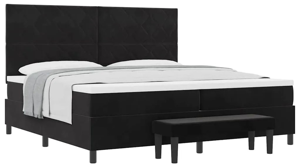vidaXL Κρεβάτι με ελατήρια με στρώμα Μαύρο 200 x 200 cm Βελούδο