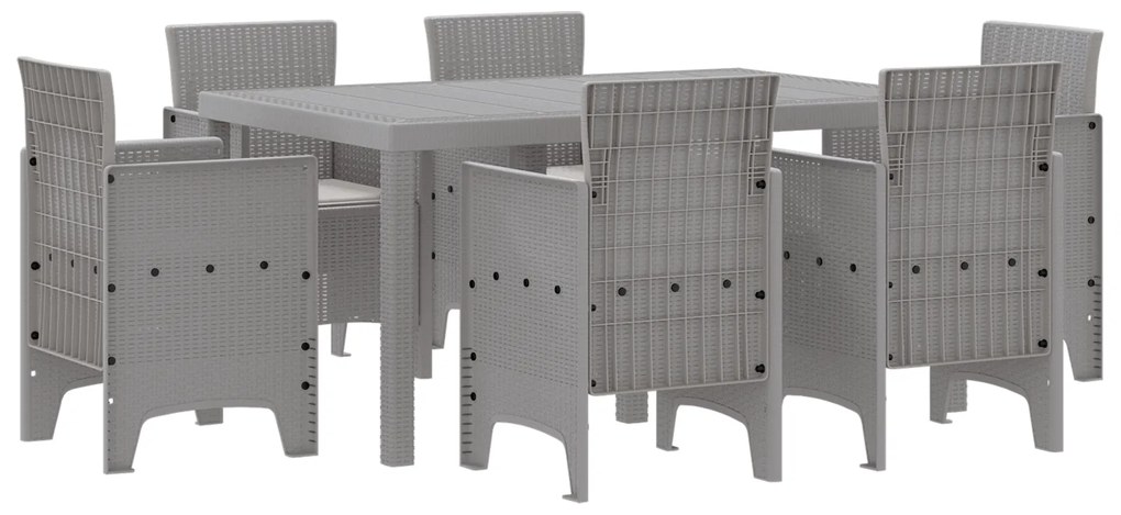 vidaXL Σετ Τραπεζαρίας Κήπου 7 pcs Ανοιχτό γκρι Πλαστικό