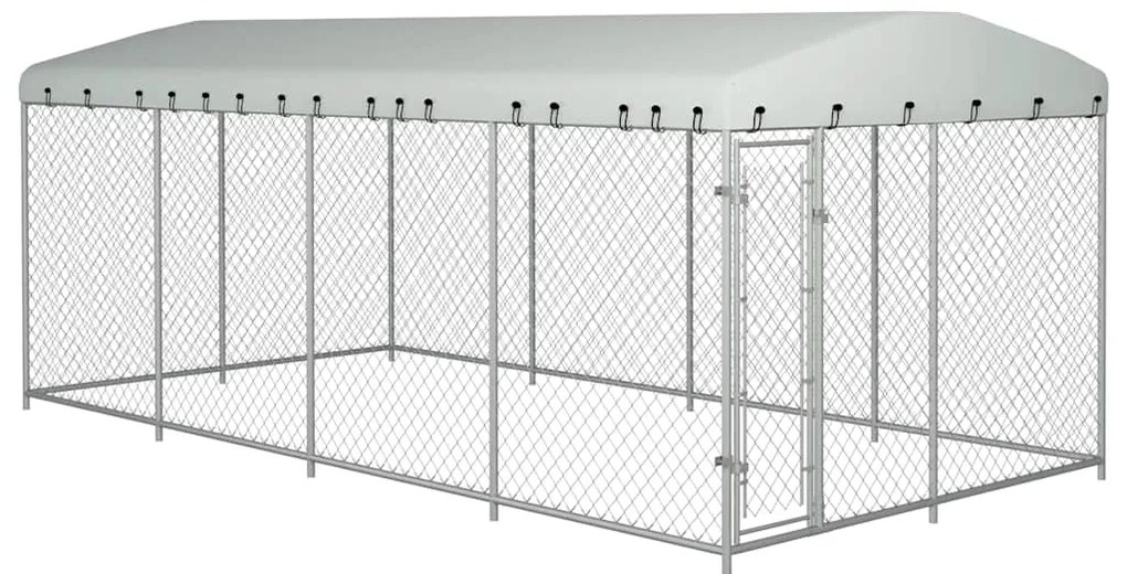 vidaXL Κλουβί Σκύλου Εξωτερικού Χώρου 7,6 x 3,8 x 2,3 μ. με Στέγαστρο