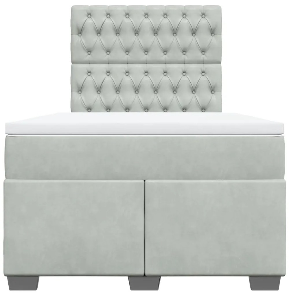 vidaXL Κρεβάτι Boxspring με Στρώμα Ανοιχτό Γκρι 120x200 εκ. Βελούδινο