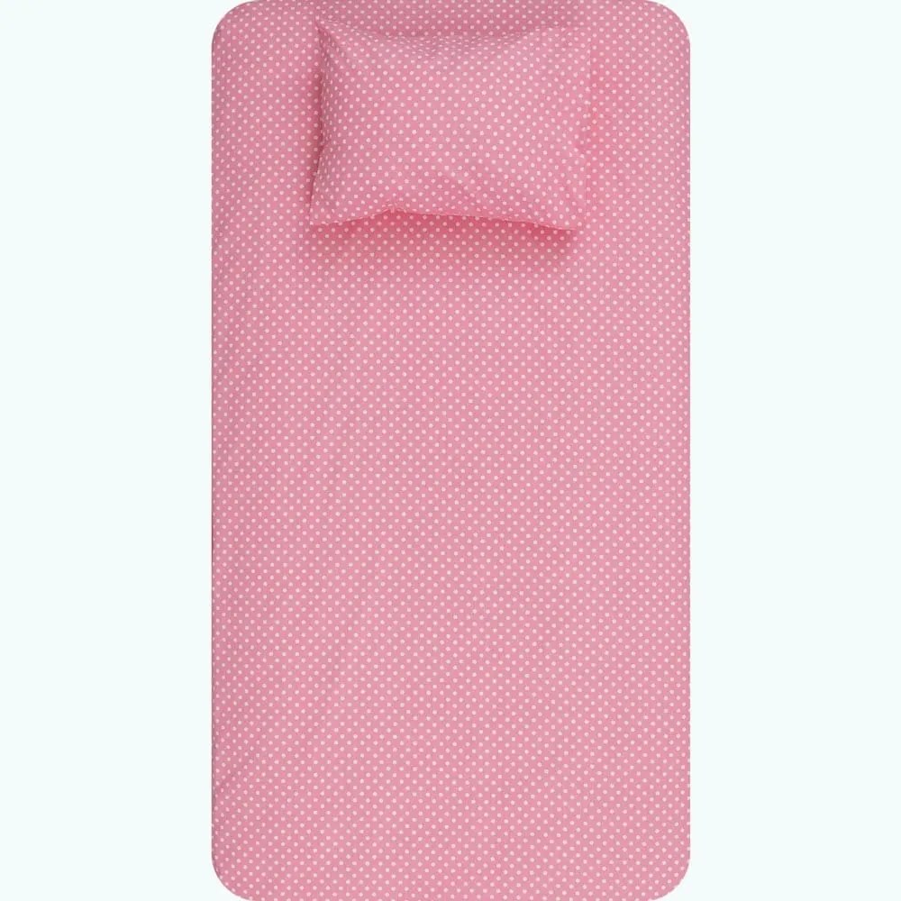 Borea Σεντόνια Κούνιας Σετ Πουά (2) 120 x 160 cm + 30 x 40 cm Ροζέ