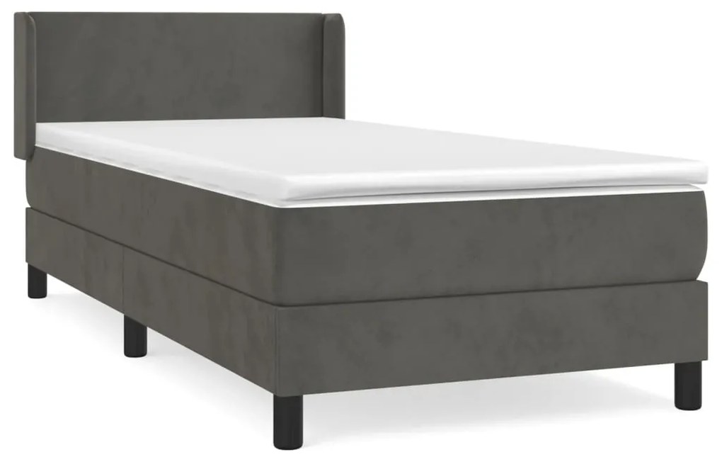 vidaXL Κρεβάτι Boxspring με Στρώμα Σκούρο Γκρι 80x200 εκ. Βελούδινο