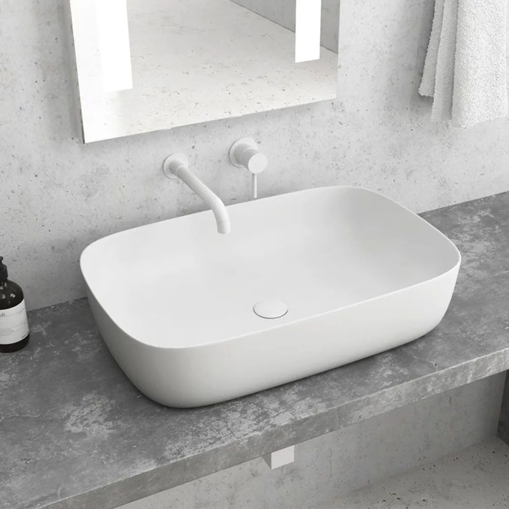 Νιπτήρας Επικαθήμενος LT 2143-PMW 60x39x14,5cm White Matt Karag Πορσελάνη