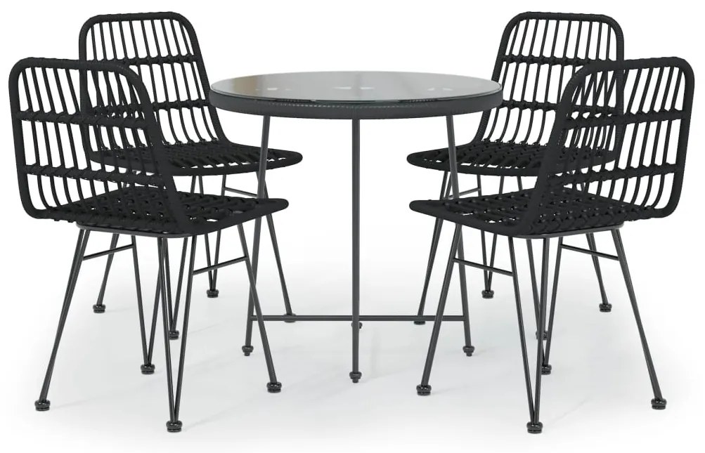 vidaXL Σετ Τραπεζαρίας Κήπου 5 Τεμαχίων Μαύρο από Συνθετικό Ρατάν