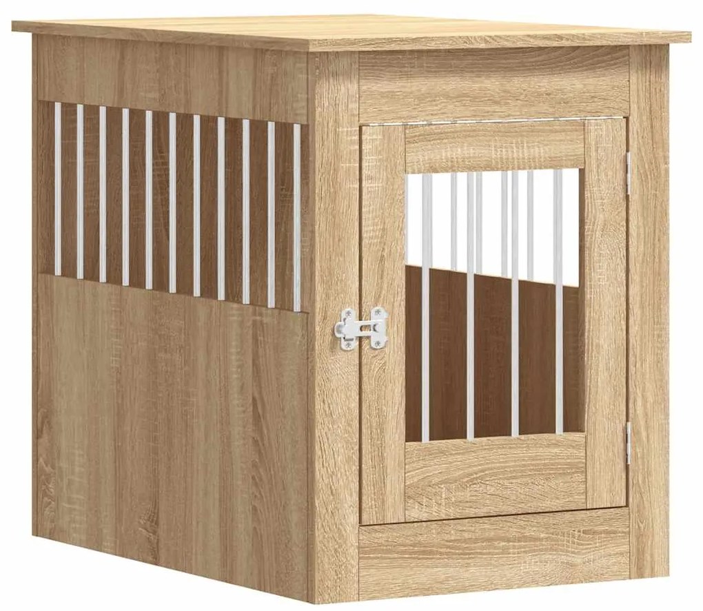 vidaXL Κλουβί Σκύλου Sonoma Δρυς 55 x 80 x 68 εκ. από Επεξεργ. Ξύλο