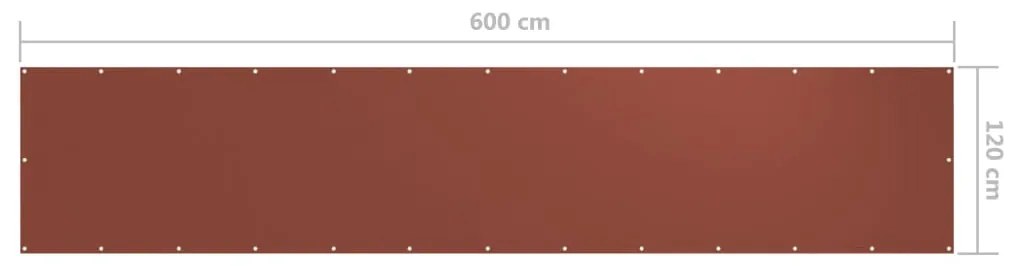 vidaXL Διαχωριστικό Βεράντας Τερακότα 120 x 600 εκ. Ύφασμα Oxford