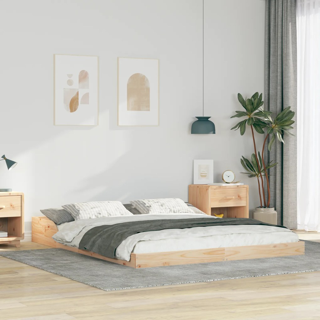 vidaXL Σκελετός Κρεβατιού Καφέ 140 x 220 cm Μασίφ ξύλο πεύκου