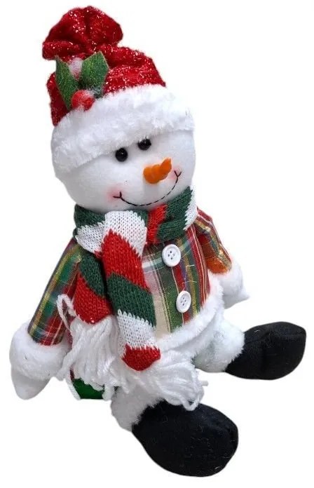 Χριστουγεννιάτικη Λούτρινη Κούκλα Χιονάνθρωπος 25εκ.
