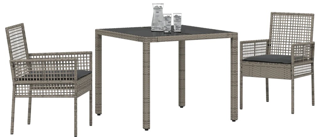 vidaXL Σέτ φαγητού για κήπο 3 pcs Γκρι 90 x 90 x 75 cm