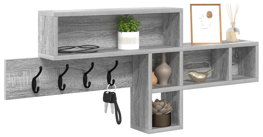 vidaXL Τοίχου Κρεμάστρα με ράφι Γκρι sonoma 100 x 12 x 43.5 εκ