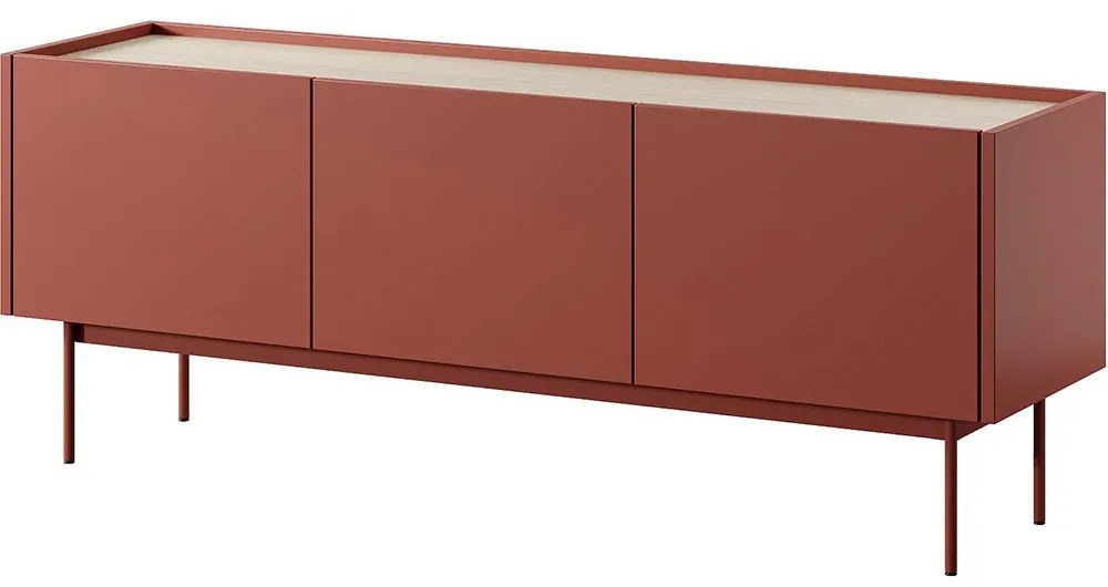 Έπιπλο Τηλεόρασης Color 144x37x55cm Ceramic Red-Natural