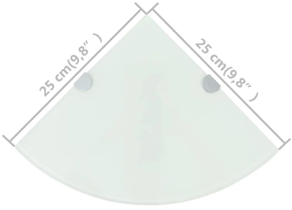 vidaXL Ράφια Γωνία 2 τεμ Λευκά 25x25 εκ Γυάλινα + Στηρίγματα Χρωμίου
