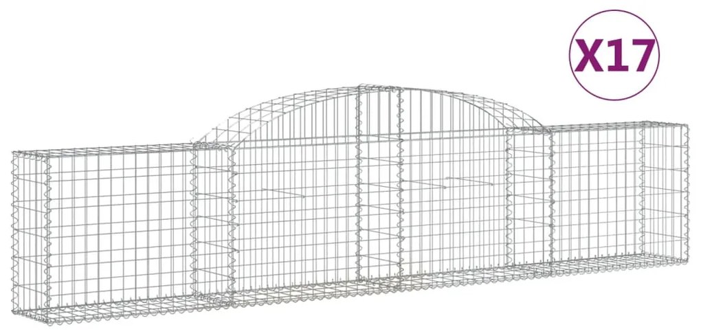 Συρματοκιβώτια Τοξωτά 17 τεμ. 300x30x60/80 εκ. Γαλβαν. Ατσάλι - Ασήμι