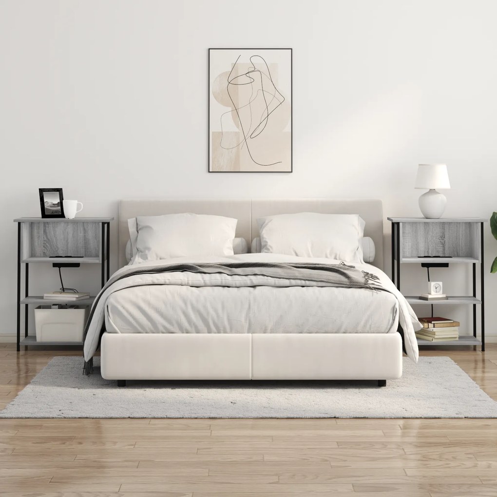 vidaXL Κομοδίνο Γκρι sonoma 55 x 31 x 76 εκ Επεξεργασμένο ξύλο
