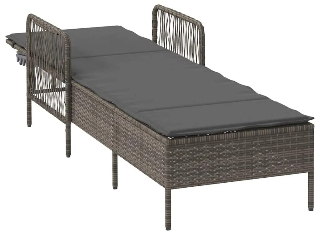vidaXL Ξαπλώστρα με μαξιλάρι Γκρι 157 x 55 x 92 εκ. συνθετικό ρατάν