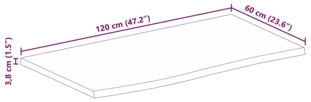 Επιφάνεια Τραπεζιού 120x60x3,8 εκ. Live Edge Μασίφ Ξύλο Μάνγκο - Καφέ