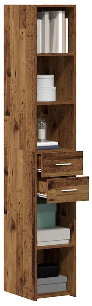 vidaXL Βιβλιοθήκη με συρτάρι Παλιό ξύλο 30 x 42.4 x 185.2 εκ.