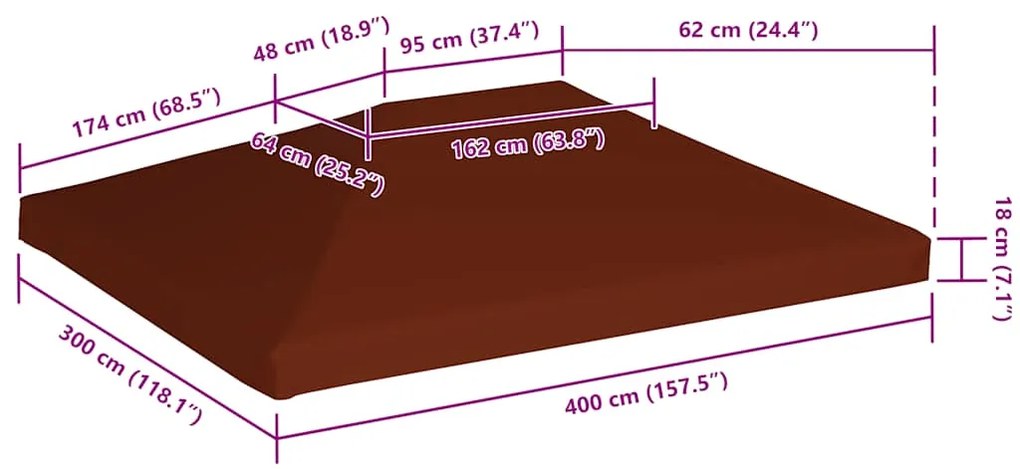 vidaXL Κάλυμμα για Κιόσκι Τερακότα 3 x 4 μ. 310 γρ./μ²
