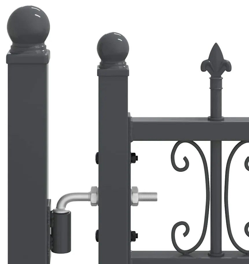 vidaXL Πύλη Φράχτη με Στρογγυλή Κορυφή Γκρι 305 x 150 εκ. Ατσάλι