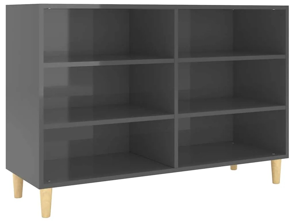 vidaXL Ραφιέρα Γυαλιστερή Γκρι 103,5 x 35 x 70 εκ. από Επεξ. Ξύλο