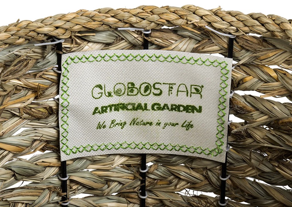 GloboStar® Artificial Garden SKOPELOS 20296 Διακοσμητικό Πλεκτό Καλάθι - Κασπώ Γλάστρα - Flower Pot Μπεζ με Καφέ Φ26cm x Υ36cm