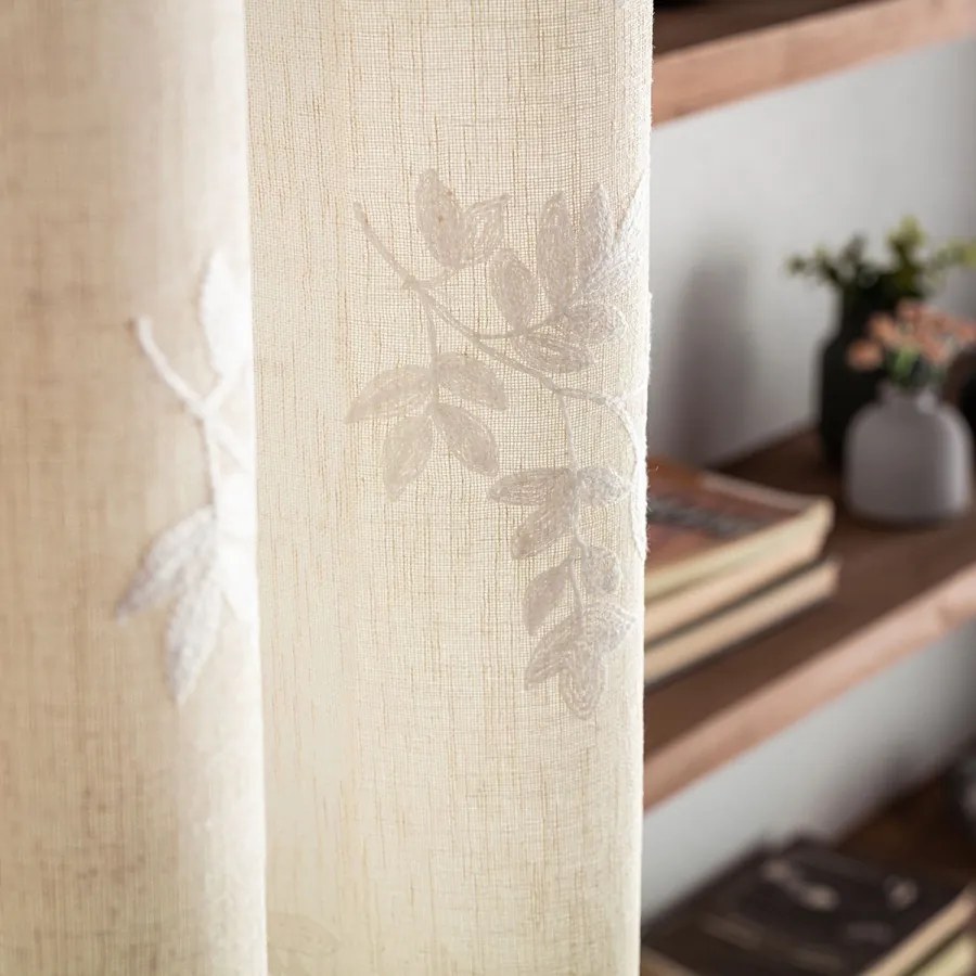 Κουρτίνα με σιρίτι 140x280cm GOFIS HOME  Leaf Beige AW24 532/06