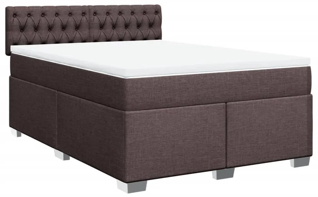 vidaXL Κρεβάτι Boxspring με Στρώμα Σκούρο Καφέ 160x200 εκ Υφασμάτινο