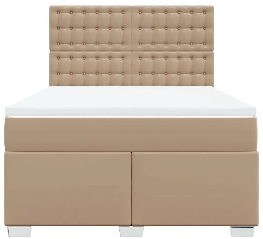 vidaXL Κρεβάτι Boxspring με Στρώμα Καπουτσίνο 140x200εκ.από Συνθ.Δέρμα