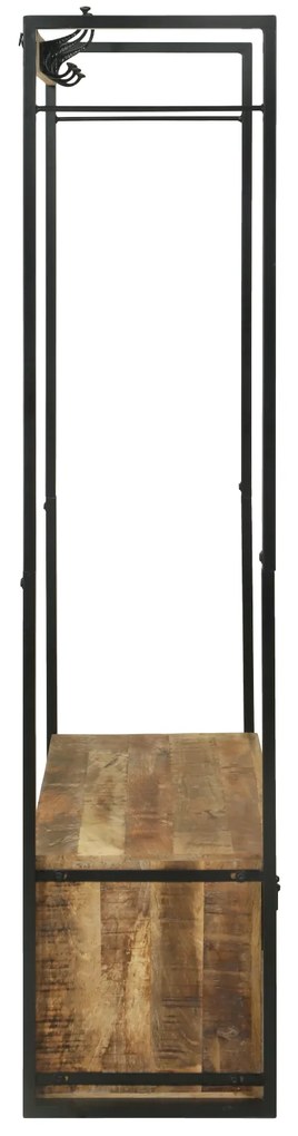 vidaXL Ράφι Ρούχων με γάντζους και ράφια 110x40x185 εκ. Μασίφ ξύλο μάνγκο