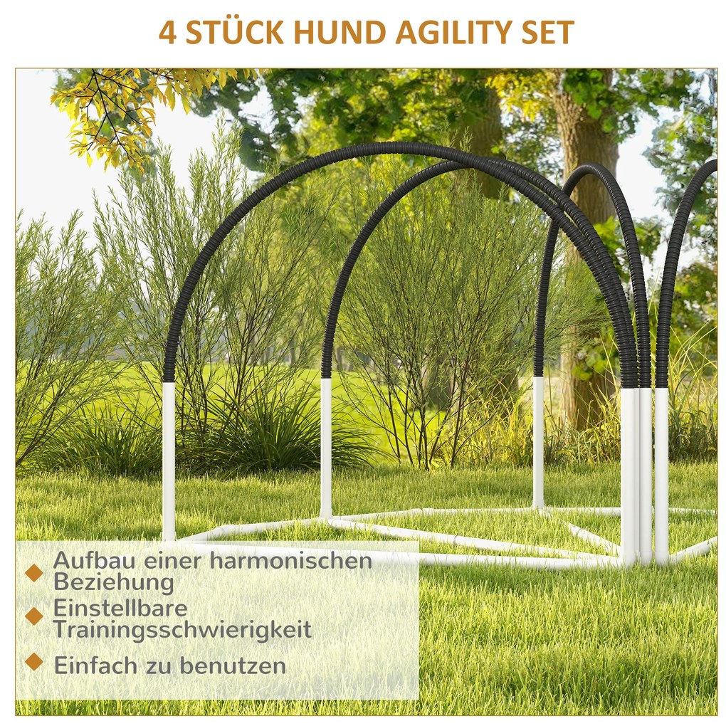 PawHut Σετ Agility για σκύλους, 4 τεμάχια, 89 x 69 x 99 cm, Λευκό + Μαύρο