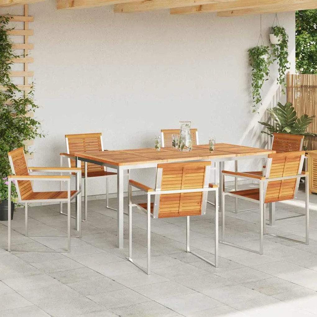 vidaXL Σέτ φαγητού για κήπο 7 pcs Σταθερό Ξύλο Ακακίας