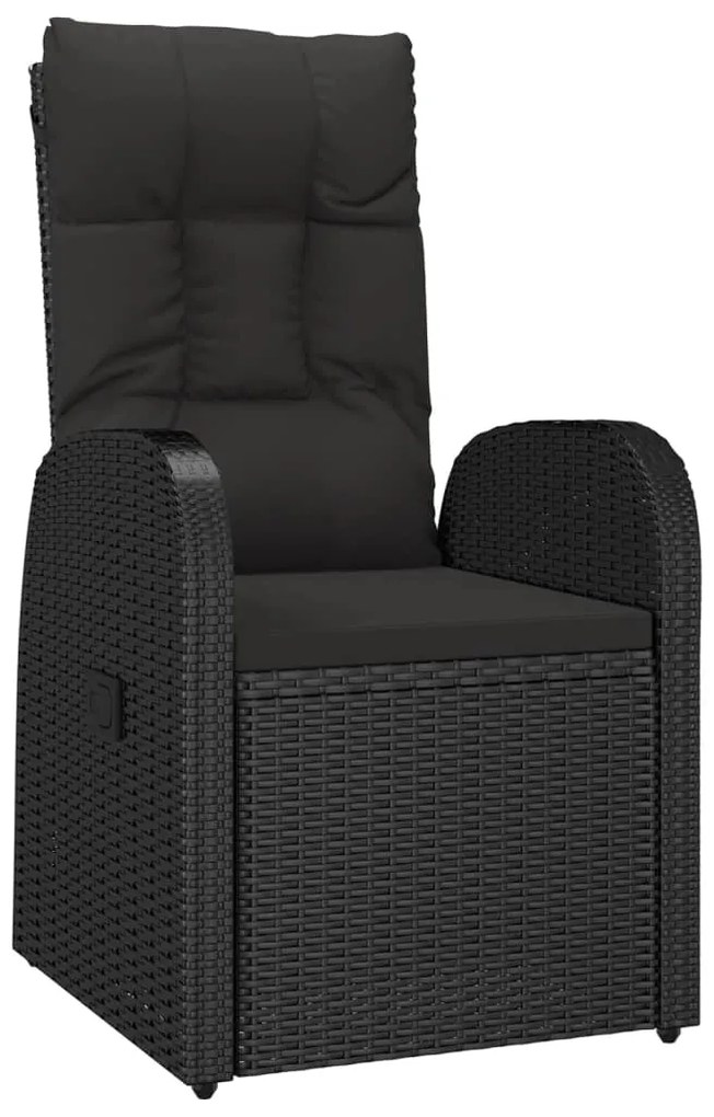 vidaXL Σετ Τραπεζαρίας Κήπου 3 τεμ. Μαύρο Συνθετικό Ρατάν με Μαξιλάρια