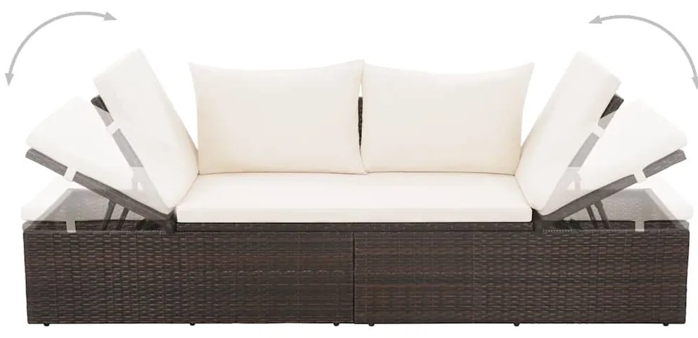 vidaXL Ξαπλώστρα - Κρεβάτι Κήπου Καφέ 195 x 60 εκ. Συνθετικό Ρατάν