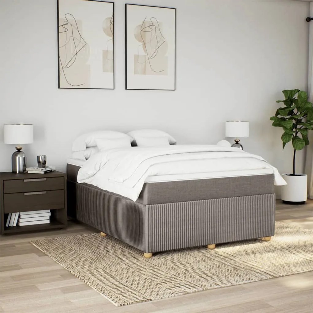 Κρεβάτι Boxspring με Στρώμα Taupe 140x200 εκ. Υφασμάτινο - Μπεζ-Γκρι