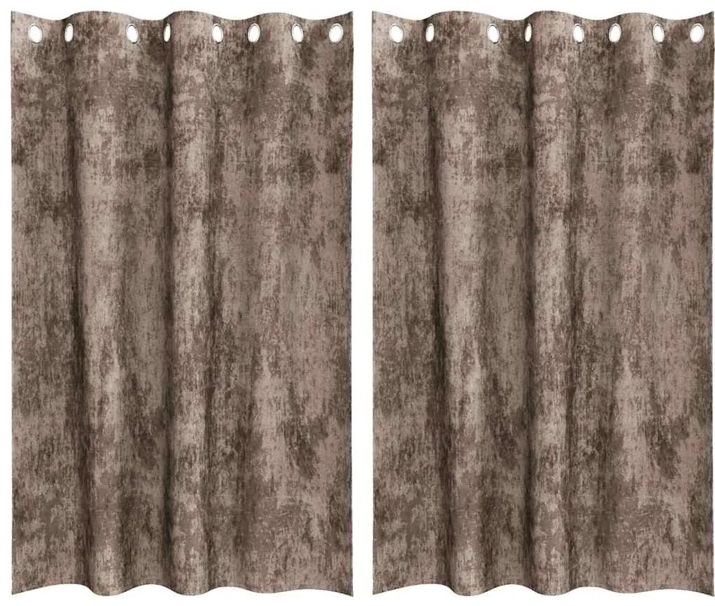 vidaXL Κουρτίνα με κουρτίνες 2 pcs Καπουτσίνο 175 x 140 εκ. Βελούδο