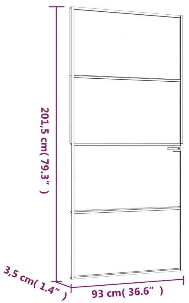 Εσωτερική Πόρτα Λευκή 93x201,5 εκ. Ψημένο Γυαλί&amp;Λεπτό Αλουμίνιο - Λευκό