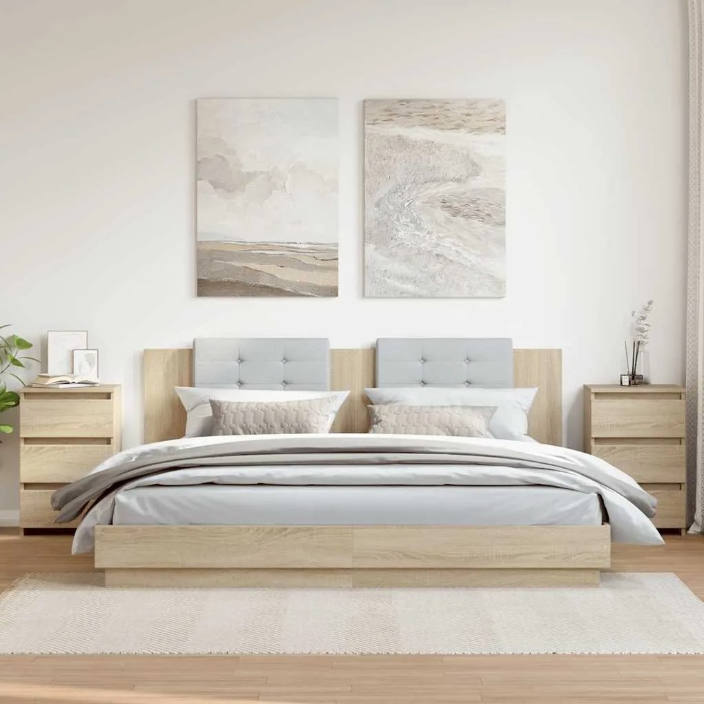 vidaXL Κομοδίνα 2 τεμ. Sonoma Δρυς 40 x 35 x 62,5 εκ. από Επεξ. Ξύλο