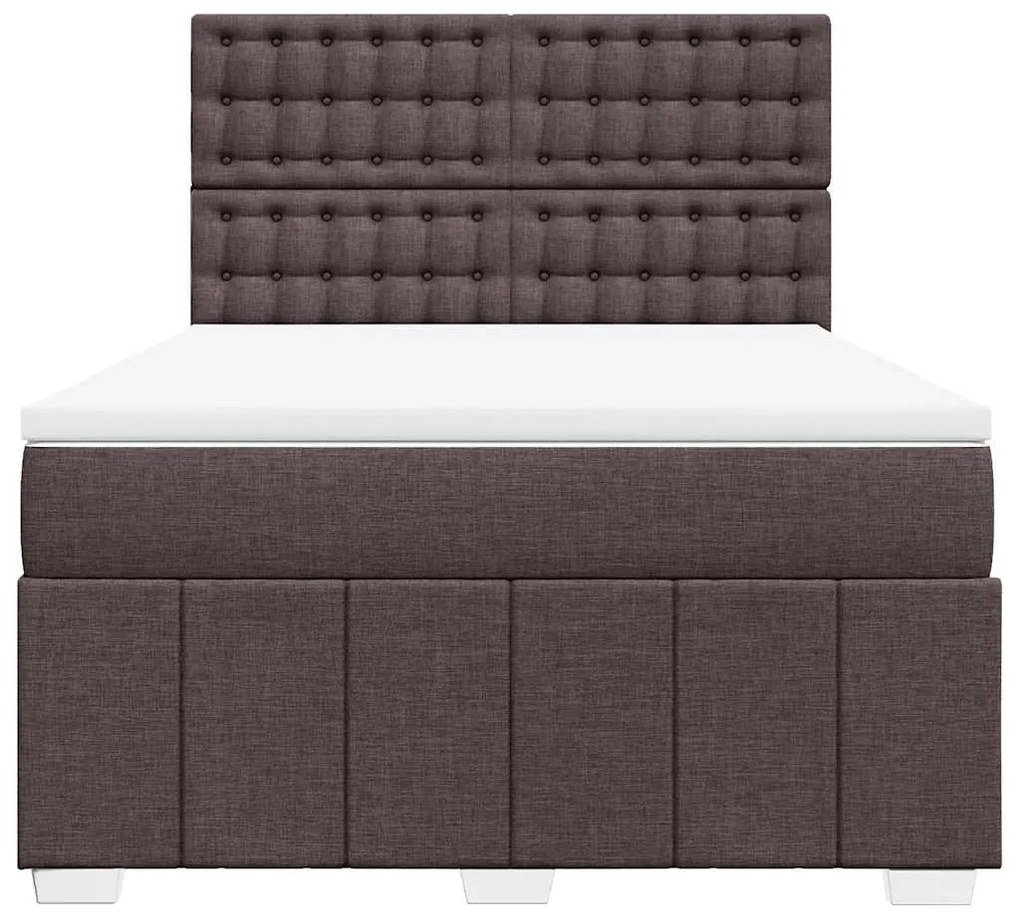 Κρεβάτι Boxspring με Στρώμα Σκούρο Καφέ 140x190 εκ. Υφασμάτινο 3293980