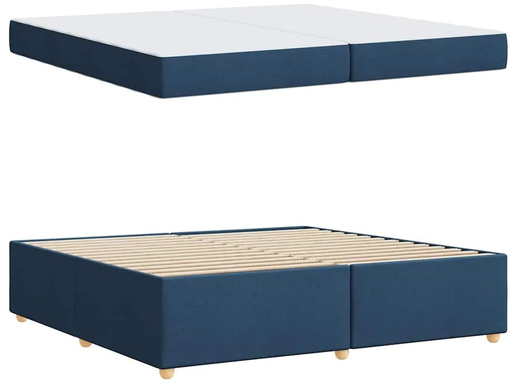 vidaXL Σκελετός Κρεβατιού με στρώμα Μπλε 200 x 200 cm ύφασμα
