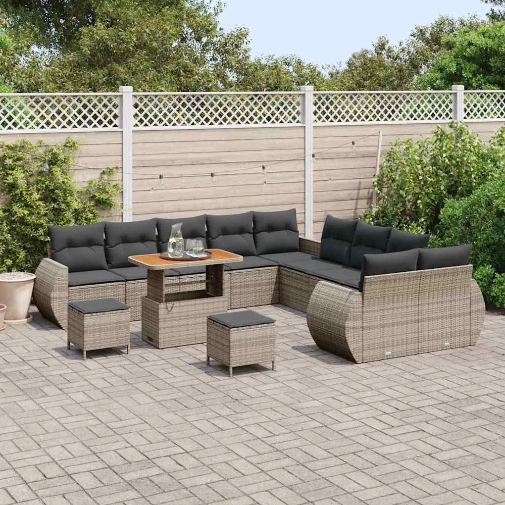 vidaXL Σετ Καναπέ Κήπου 13 pcs Γκρι συνθετικό ρατάν