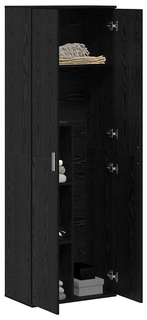 vidaXL Highboard Μαύρη δρυς 60 x 35 x 180 εκατοστά Επεξεργασμένο ξύλο