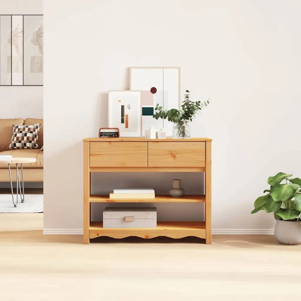 vidaXL Τραπέζι κονσόλας Δρυς 89.5 x 37 x 73 εκ Μασίφ ξύλο πεύκου