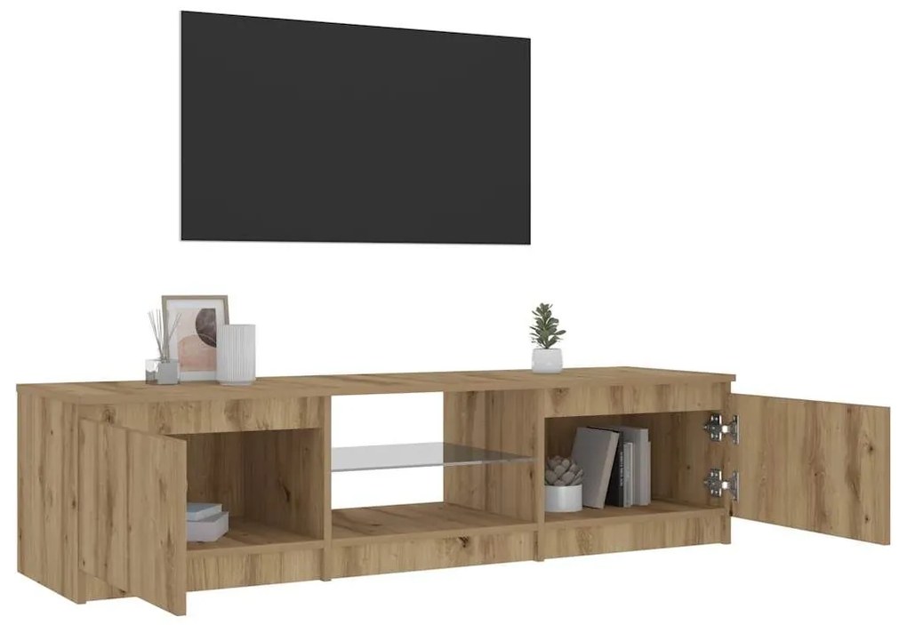 ντουλάπι τηλεόρασης με φώτα LED Artisan Oak Κατασκευασμένο ξύλο - Καφέ